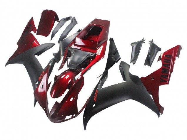 2002-2003 Red Matte Black Yamaha YZF 1000 R1 Motorcycle Fairing Kits