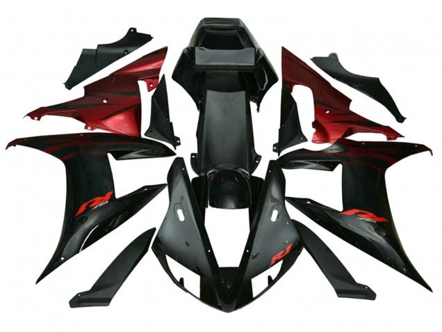 2002-2003 Red Black Flame Yamaha YZF 1000 R1 Motorcycle Fairings
