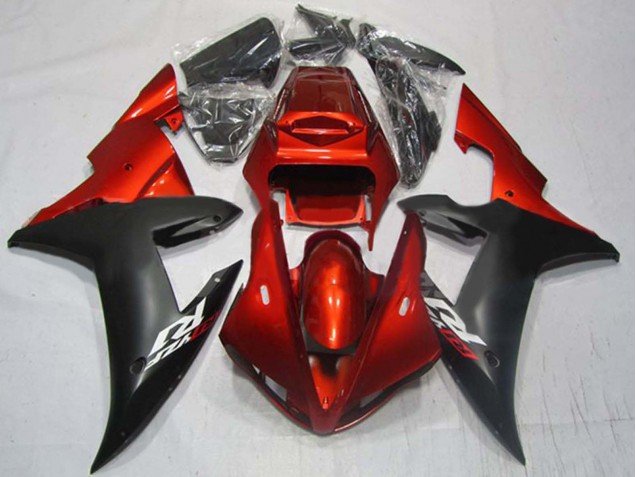 2002-2003 Red Matte Black Yamaha YZF 1000 R1 Motorcycle Fairings