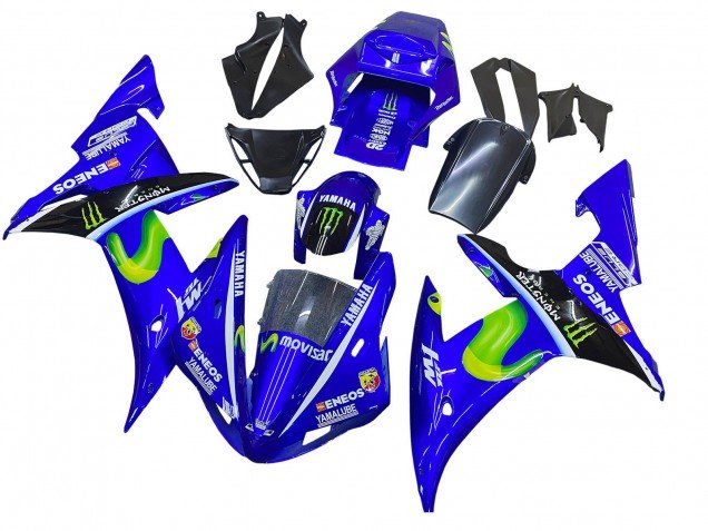 2002-2003 Blue Black Green MoviStar ENEOS Monster Yamaha YZF 1000 R1 Motorcycle Fairings