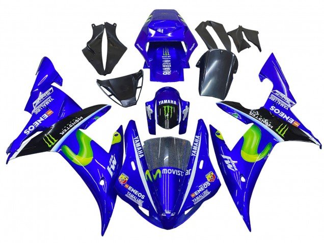2002-2003 Blue Black Green MoviStar ENEOS Monster Yamaha YZF 1000 R1 Motorcycle Fairings