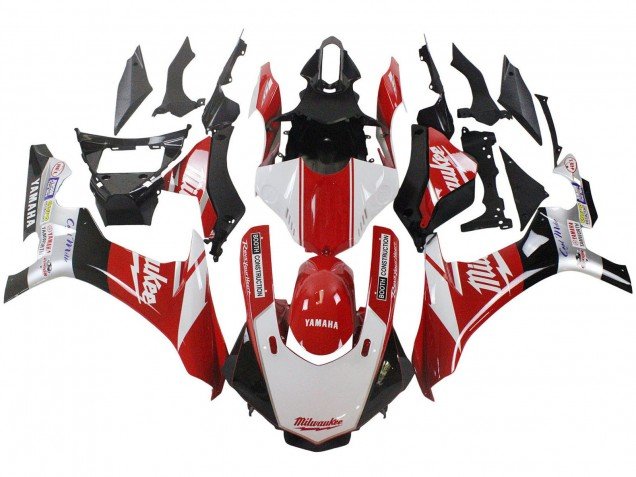 2015-2019 White Red Black Milwaukee Yamaha YZF 1000 R1 Motorcycle Fairing