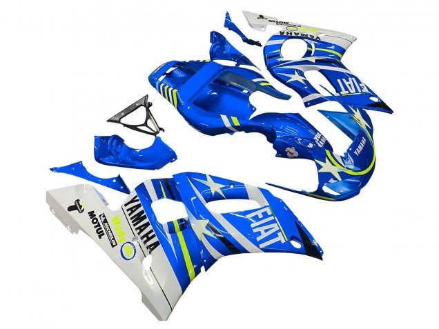 1998-2002 White Blue Neon Yellow Fiat Motul Michelin Yamaha YZF 600 R6 Motorcycle Fairings