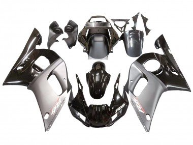 1998-2002 Silver Glossy Black Yamaha YZF 600 R6 Motorcycle Fairings