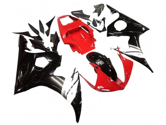 2006-2009 Red White Glossy Black Yamaha YZF R6S Motorcycle Fairings