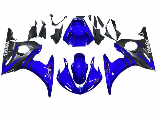 2003-2004 Blue Glossy Black Yamaha YZF R6 Motorcycle Fairings