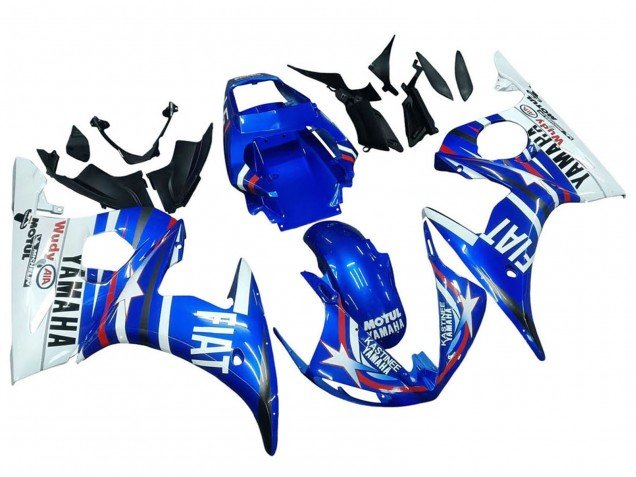 2006-2009 White Blue Fiat Motul Kastinee Yamaha YZF R6S Motorcycle Fairings