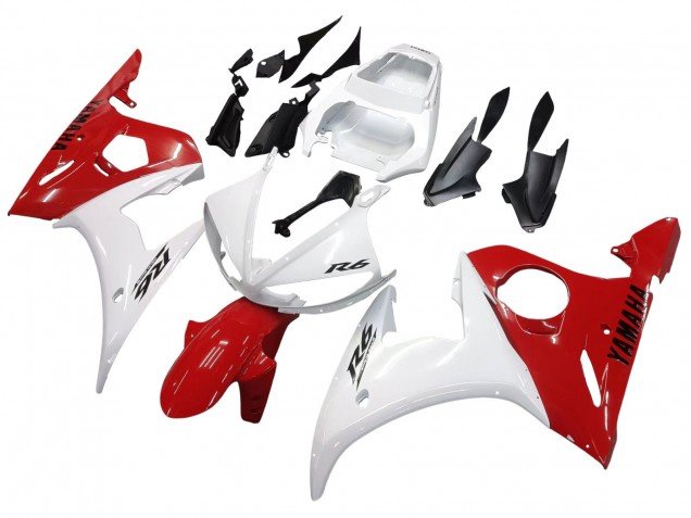 2003-2004 White Red Yamaha YZF R6 Motorcycle Fairings