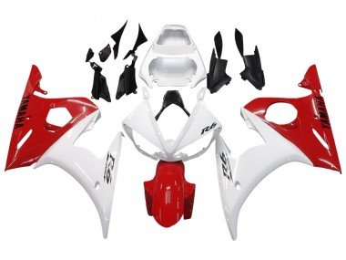 2003-2004 White Red Yamaha YZF R6 Motorcycle Fairings