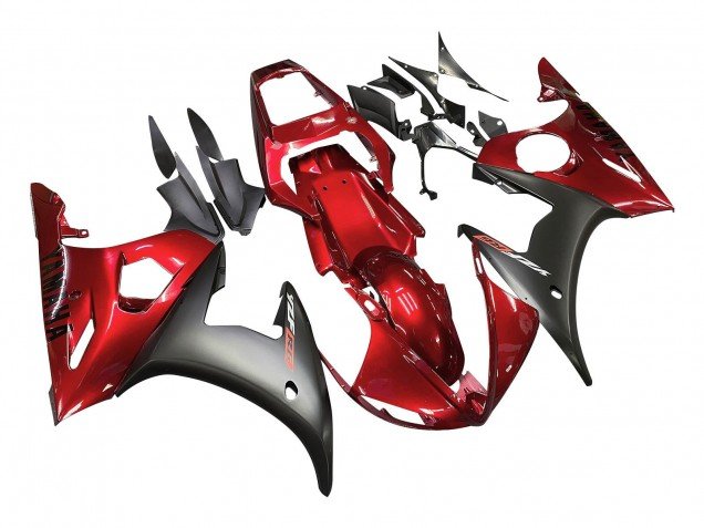 2003-2004 Red Matte Black Yamaha YZF R6 Motorcycle Fairing Kits