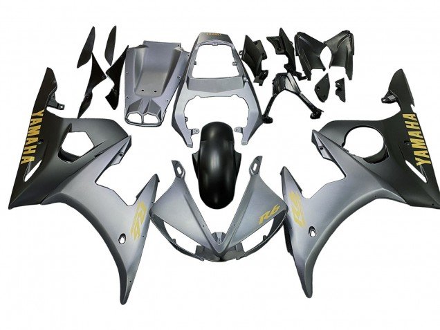 2003-2004 Matte Grey Matte Black Gold Decals Yamaha YZF R6 Motorcycle Fairings