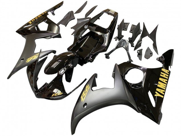 2006-2009 Glossy Black Matte Black Gold Decals Yamaha YZF R6S Motorcycle Fairings