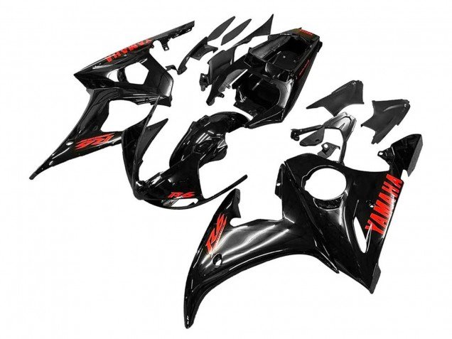 2006-2009 Glossy Black Red Yamaha YZF R6S Motorcycle Fairings