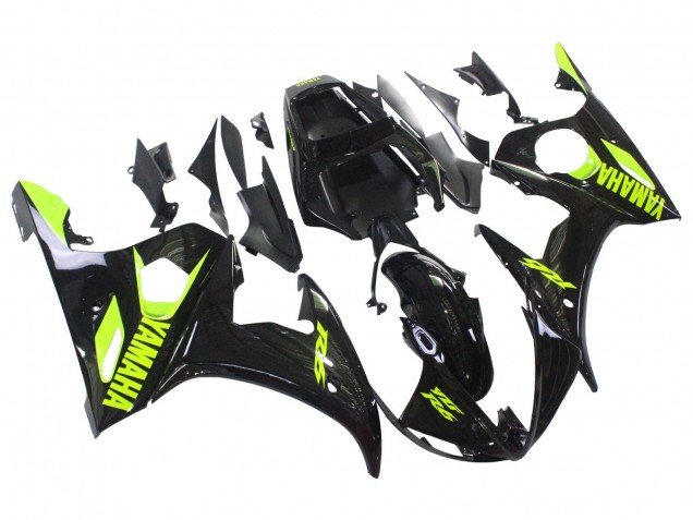 2006-2009 Glossy Black Neon Yellow Yamaha YZF R6S Motorcycle Fairings