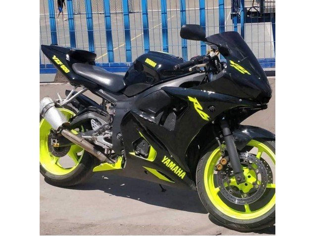 2006-2009 Glossy Black Neon Yellow Yamaha YZF R6S Motorcycle Fairings