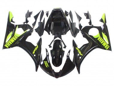 2006-2009 Glossy Black Neon Yellow Yamaha YZF R6S Motorcycle Fairings