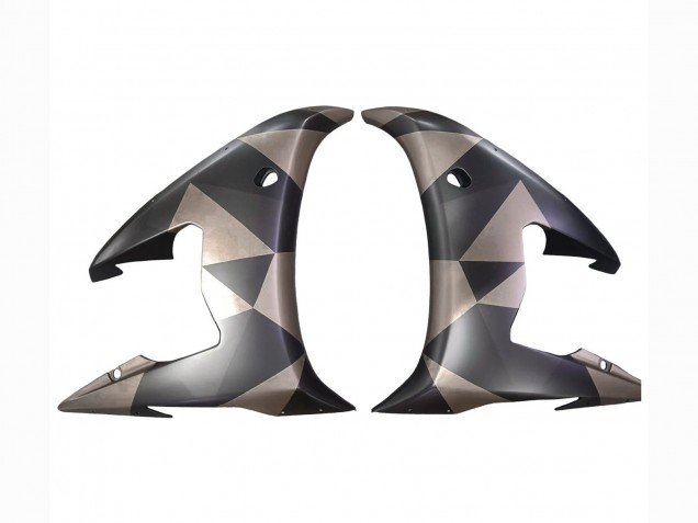 2006-2009 Grey Matte Black Geometric Yamaha YZF R6S Motorcycle Fairings
