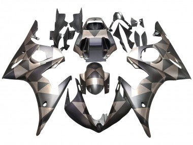 2006-2009 Grey Matte Black Geometric Yamaha YZF R6S Motorcycle Fairings