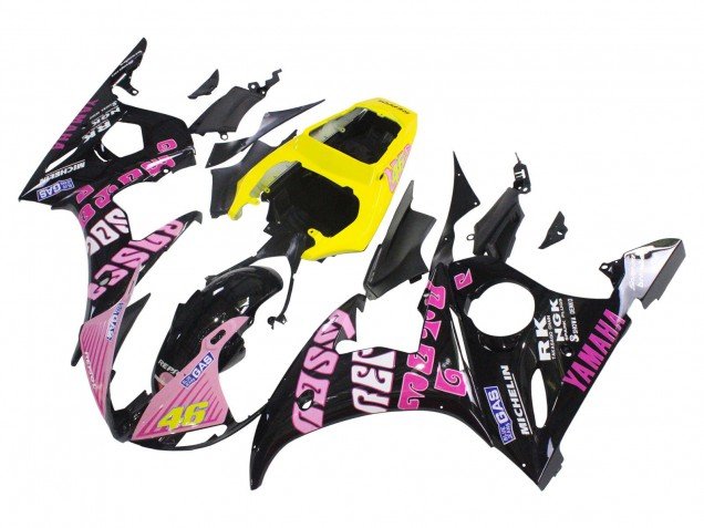 2006-2009 Yellow Pink Glossy Black Rossi Repsol 46 Yamaha YZF R6S Motorcycle Fairings