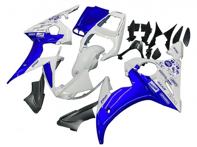 2006-2009 White Blue GYTR Yamaha YZF R6S Motorcycle Fairings