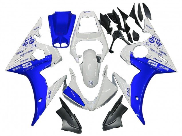 2006-2009 White Blue GYTR Yamaha YZF R6S Motorcycle Fairings
