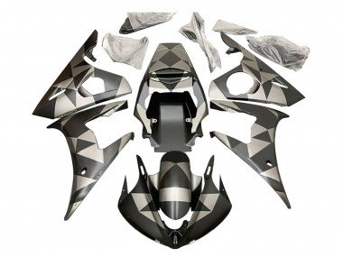 2006-2009 Black Red Geometric Yamaha YZF R6S Motorcycle Fairings