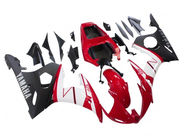 2003-2004 Red White Matte Black Yamaha YZF R6 Motorcycle Fairings
