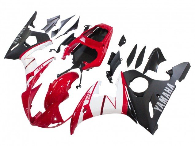2003-2004 Red White Matte Black Yamaha YZF R6 Motorcycle Fairings