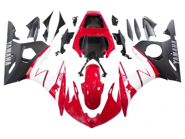 2003-2004 Red White Matte Black Yamaha YZF R6 Motorcycle Fairings