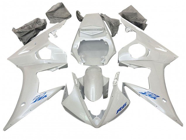 2003-2004 White Yamaha YZF R6 Motorcycle Fairings
