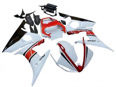 2003-2004 White Red Glossy Black Yamaha YZF R6 Motorcycle Fairings