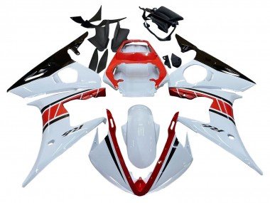 2003-2004 White Red Glossy Black Yamaha YZF R6 Motorcycle Fairings