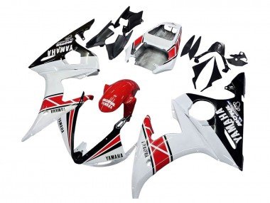 2003-2004 White Red Glossy Black Motul Yamaha YZF R6 Motorcycle Fairings