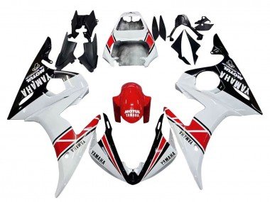 2003-2004 White Red Glossy Black Motul Yamaha YZF R6 Motorcycle Fairings