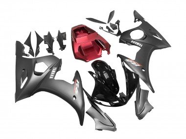 2003-2004 Red Glossy Black Matte Black Yamaha YZF R6 Motorcycle Fairings