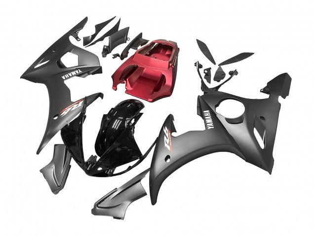 2006-2009 Black Red Yamaha YZF R6S Motorcycle Fairings