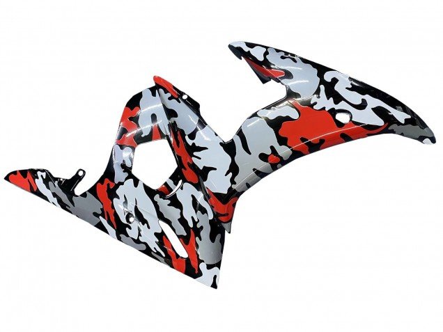 2006-2009 Black Red Grey Camouflage Yamaha YZF R6S Motorcycle Fairings