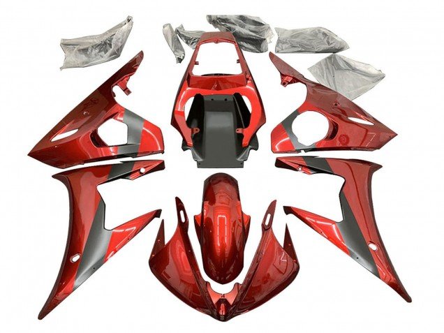 2003-2004 Red Matte Black Yamaha YZF R6 Motorcycle Fairing