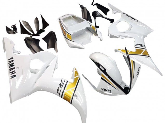 2003-2004 White Gold Yamaha YZF R6 Motorcycle Fairings