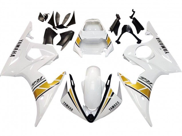 2006-2009 White Gold Yamaha YZF R6S Motorcycle Fairings