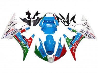 2005 Light Blue White Green Red Kastinee Dunlop Motul Yamaha YZF 600 R6 Motorcycle Fairings