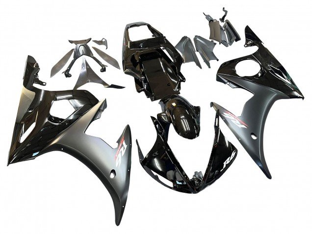 2005 Glossy Black Matte Black Gold Yamaha YZF 600 R6 Motorcycle Fairings
