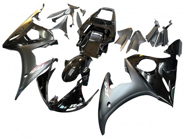 2005 Glossy Black Matte Black Gold Yamaha YZF 600 R6 Motorcycle Fairings