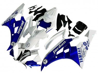 2006-2007 White Blue Jordan Yamaha YZF 600 R6 Motorcycle Fairings