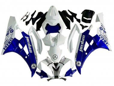 2006-2007 White Blue Jordan Yamaha YZF 600 R6 Motorcycle Fairings
