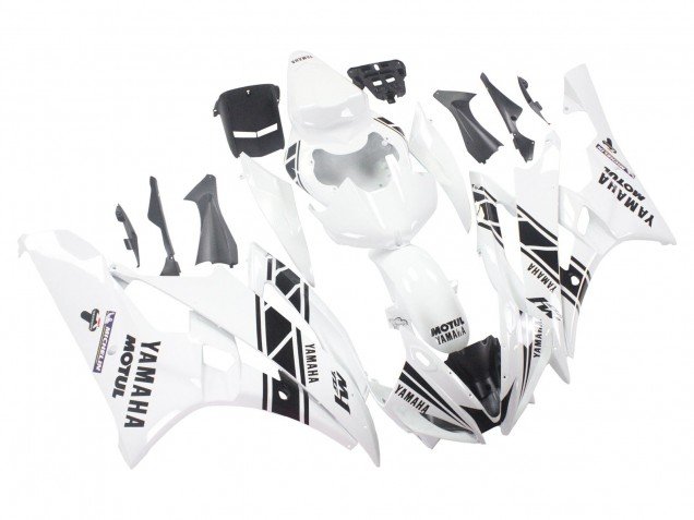 2006-2007 White Glossy Black Motul Michelin Yamaha YZF 600 R6 Motorcycle Fairings