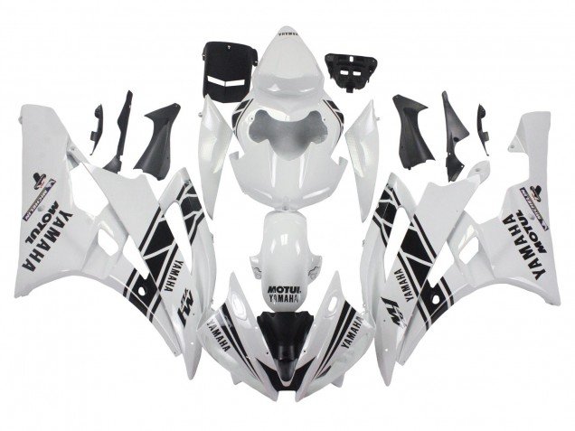 2006-2007 White Glossy Black Motul Michelin Yamaha YZF 600 R6 Motorcycle Fairings