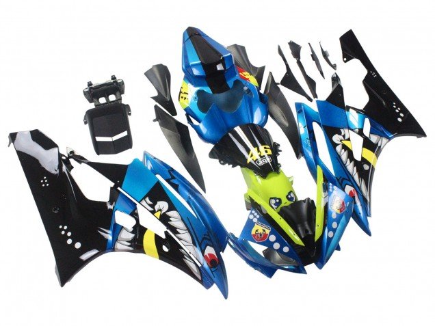 2006-2007 Blue Neon Green Black Shark Yamaha YZF 600 R6 Motorcycle Fairings