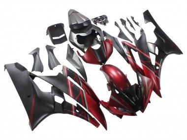 2006-2007 Red Matte Black Yamaha YZF 600 R6 Motorcycle Fairings