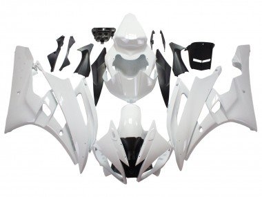 2006-2007 White Yamaha YZF 600 R6 Motorcycle Fairings